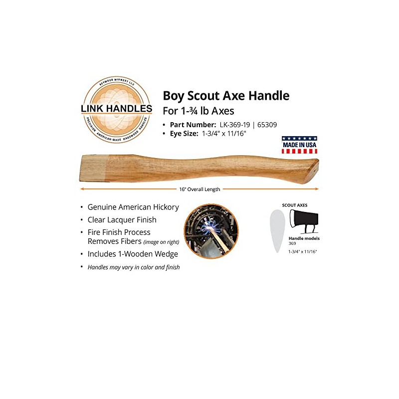 16" Boy Scout Axe Handles, for 1-3/4 lb. Axes, Link