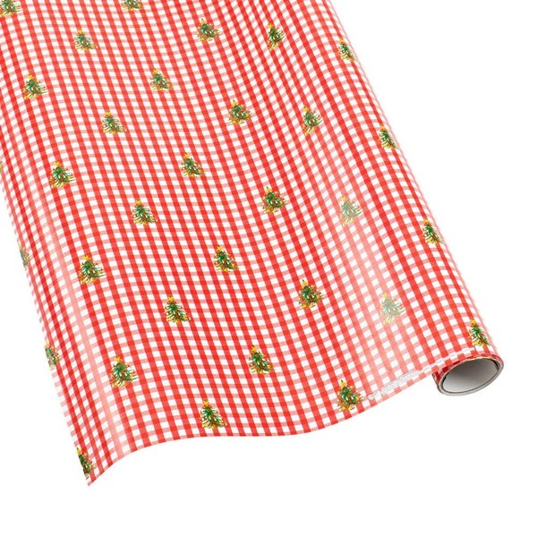 Caspari Christmas Tree Gingham Gift Wrapping Paper - 30 in.