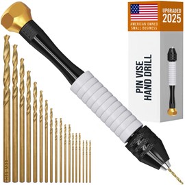 CRAFT911 Pin Vise Hand Drill Manual - Jewelry w/Micro Drill Bits (0.8mm-2.5mm) - Rotary Craft Drill for Jewelry Making, Resin, Wood, Plastic, Miniature, Beads, Clay Etc
