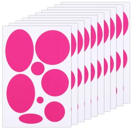 10 Sheets/80pcs Down Jacket Patches, Different Size Waterproof Nylon Fabric Repair Patch Self-Adhesive Round Oval Clothing Repair Tape for Jacket Backpack Outerwear Sleeping Bag (Pink)