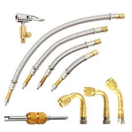 FUCIHOMA 9Pcs Valve Stem Extension,Tire Valve Extender45°/90°/135°Brass Tire Valve Extension Adaptors, for Universal Rv Cars Truck Motorcycle Bike Scooter,Multiple Models 4.33in/5.91in/7.87in/11.81in