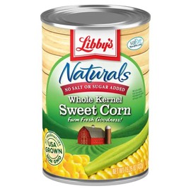Libby's Naturals Whole Kernel Sweet Corn | No Added Salt, No Added Sugar | Naturally Delicious & Sweet | Just Off-The-Cob Crispness | Kosher, No Preservatives | 15.25 Ounce Can (Pack of 12)