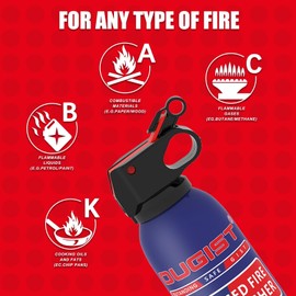 Dry Stop Fire Extinguisher Spray - 600g Quick-Acting Powder for Home, Vehicle, Garage, Kitchen, 1A:10B:C:K Portable & Mess-Free Solution for Electrical, Grease Fires & More -6 PACK