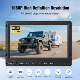 WOOCARTY 7-inch AHD1080P Wired RV Backup Camera System, IP69k Waterproof IR Night Vision Reversing Camera, Vibration-Proof 20G for Trailer/Tractors/Truck/Excavator/Caravan/Skid Steer/Heavy Equipment