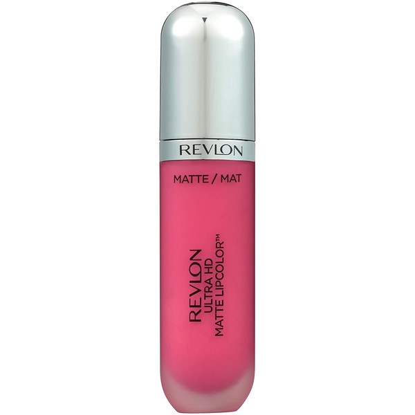 Revlon Ultra HD Matte Lipcolor, Velvety Lightweight Matte Liquid Lipstick in Pink, Temptation (615), 0.2 oz