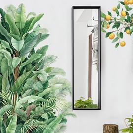 Runtoo Pegatinas de pared con hojas de palmera, diseño de plantas verdes tropicales, limón, decoración de pared