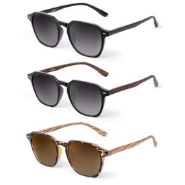 LADEESSE 3 Pack Bifocal Reading Sunglasses for Men and Women, UV400 Sun Readers Glasses Spring Hinge Outdoor Sunglasses-2.25