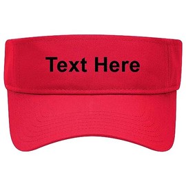 Your Own Text Cotton Twill Sun Visor for Men and Women - Red