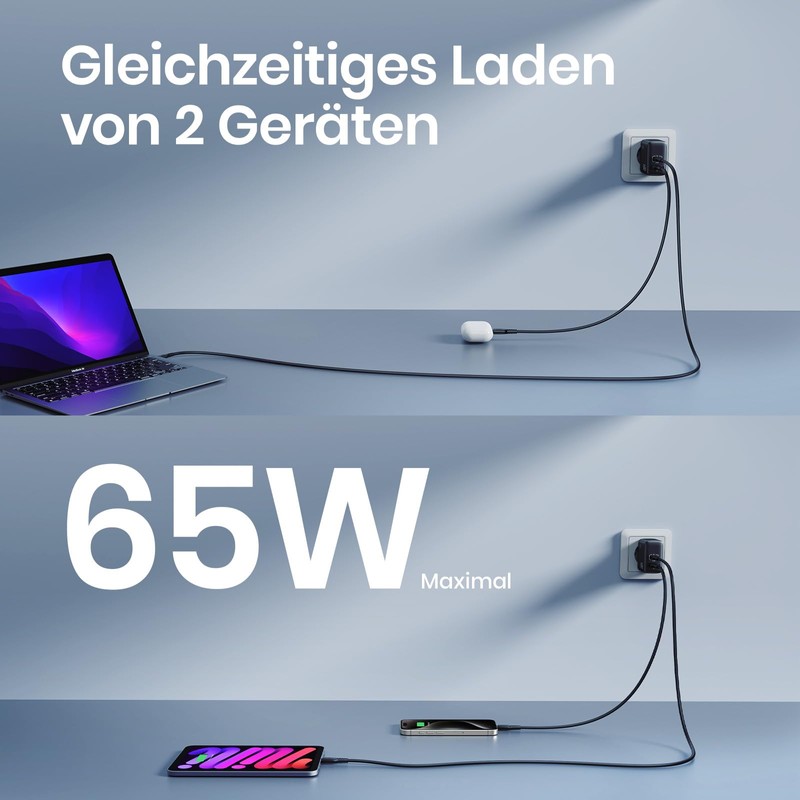 INIU 65 W USB C Charger, PD QC 3.0 Fast