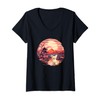Womens Japanese Sunset Fennec Fox V-Neck T-Shirt