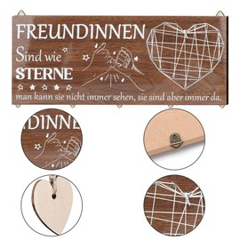Freundin Geschenke, Hängender Holz Bilderrahmen mit 5 Linien und 10 Holzklammern, Geburtstag Weihnachtsgeschenke für Freundin, Geschenk für Frauen, Geschenk Freundschaf