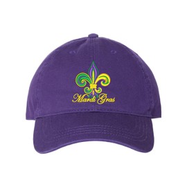 One Size Purple Dad Mardi Gras Colored Fleur De Lis Embroidered Hat