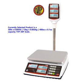 VisionTechShop TVP-30P Price Computing Scale with Pole Display, Lb/Oz/Kg Switchable, 30lb Capacity, 0.005lb Readability, NTEP Legal for Trade COC #19-038