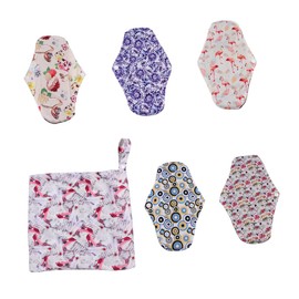 COLLBATH Washable Sanitary Napkins 5pcs Bamboo Sanitary Pads with Breathable Absorbent Layers