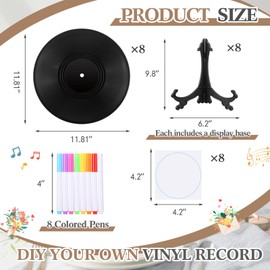 Relaxweex 8 Sets Vinyl Wedding Record Guest Book Alternative 12 Inch DIY Alternative Signature Record Guestbooks with Holders Stickers Pens for Wedding Birthday Graduation Back to School Party Gifts