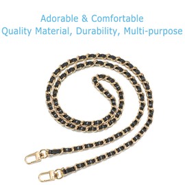 NEOREAL Purse Chain Strap, 47" Purse Straps Chain Replacement, Crossbody Bag, Shoulder Bag and Handbag Strap, DIY Purse Chain Accessories with Metal Buckles (White & Gold)