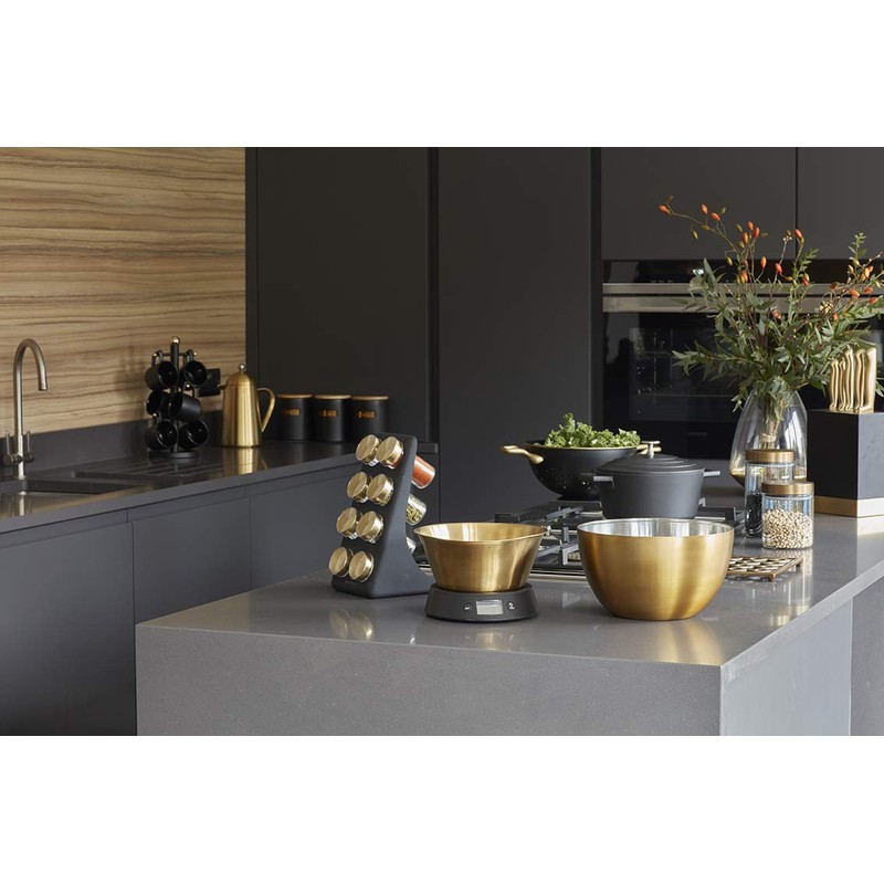 MasterClass MCBRSCOL Stainless Steel Colander, Matte Black/Brass-Effect, 25 cm