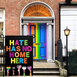 Hate Has No Home Here Garden Flag 12x18 Inch Vertical Double Sided Black Lives Matter Garden Flag Human Rights Garden Flag for Outdoor Indoor House Yard Outside Garden Decor
