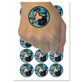 Capricorn Sea Goat Mythical Creature Temporary Tattoo Water Resistant Fake Body Art Set Collection - 15 2" Tattoos (1 Sheet)