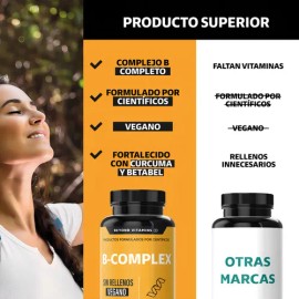 B-complex | Vitaminas Complejo B Beyond Vitamins | Sin Sabor | Suplemento Alimenticio Vitaminas B, Raíz De Betabel, Vitamina B12 Y Curcuma (curcumina) - Vitaminas Mujer / Hombre | 60 Cápsulas