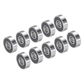 PATIKIL 10 Pack 8x22x7mm Skateboard Bearings 608-2RS Steel Ball Bearings Double Rubber Shield for Miniature Scooter Roller Skates Silver & Black
