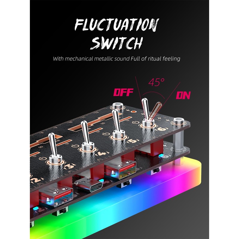 FEIFANZHE RGB Lighting Powered USB-C Docking Station, 9 Port Voice