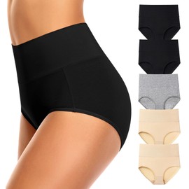 OLIKEME Tummy Control Cotton Underwear for Women Plus Size Soft Postpartum Panties High Waisted Breathable Briefs
