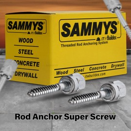 Sammys 8013925-25 Vertical Rod Anchor Super Screw with 1/2 in. Threaded Rod Fitting, 1/4 x 2'' Screw, for Wood (Pkg.=25) , Zinc
