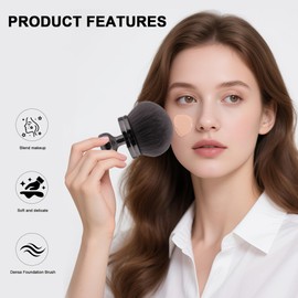 1 Piece Large Make Up Brush Black Handle & Bristle Foundation Brush - for Self-Tanner, Liquid Cheek Colour & Face Cream | Precise Round Shape for Studio Quality Brush Set Makeup