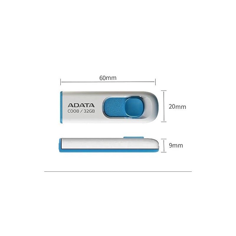 ADATA, memoria flash drive, USB 2.0, 16 GB, deslizable, modelo