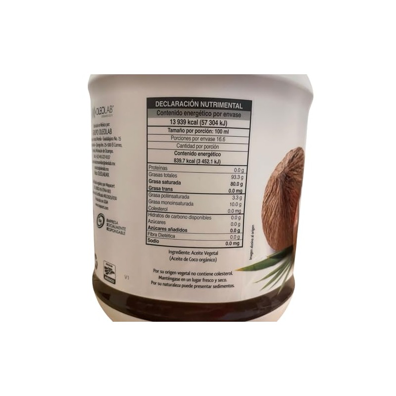 ACEITE DE COCO ORGÁNICO EXTRA VIRGEN