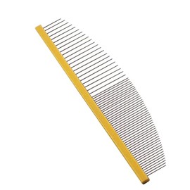 6.5 Inch Professional Crescent Coarse Grooming Pet Comb Lightweight Wide/Fine Tooth Butter Comb for Dogs & Cats Removing Tangles, Knots,Flea,Undercoat,and Excess Hair, Rounded Corners Design for Safe