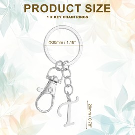 PATIKIL Initial Letter Keychain, Letter T Key Chain DIY Pendant Key Ring Bags Backpacks Decor for Men Women Party Gifts Favors, Silver
