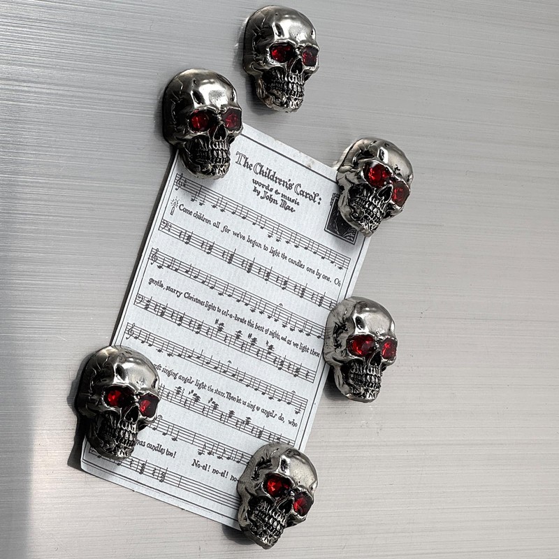 SkullCraft Stylish Skull Refrigerator Magnets - Gothic Metal Decor with