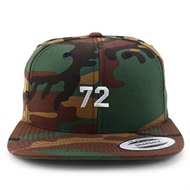 Trendy Apparel Shop Small Number 72 Embroidered Flatbill Snapback - Camo