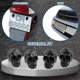 Meibaolin Meibaolin Skull License Plate Screw Fasteners Decorative Cool Funny License Plate Bolts License Plate Frame Kit 4 Pcs Aluminum Alloy Universal Fit Most Cars Truck Motorcycle Vehicle Black