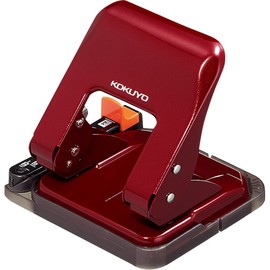 Kokuyo 2 Hole Punch, Paper Size Guide Included, 25 Sheets, Red PN-G25R