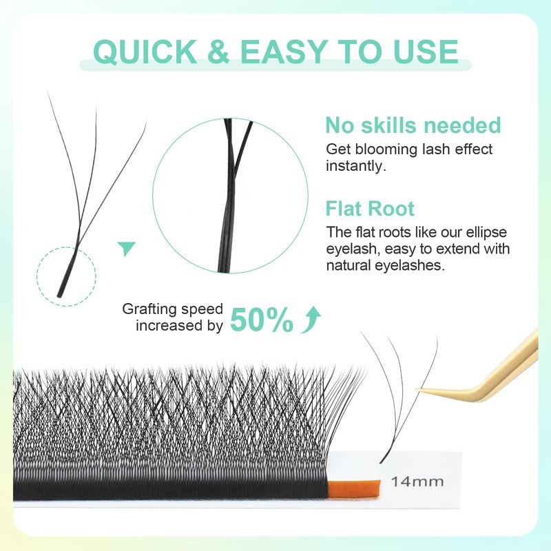 NAGARAKU W Eyelash Extension 3D Volume Premade 0.07mm D curl