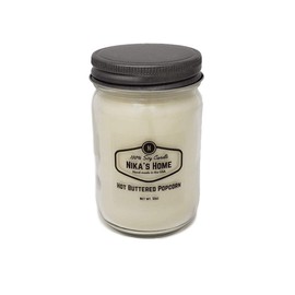 Nika's Home Hot Buttered Popcorn 12oz Mason Soy Candle