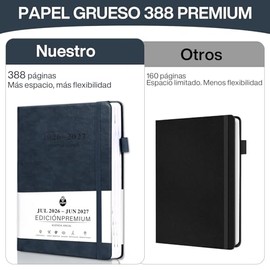 Agenda 2026-2027 Planificador Semanal,388 Páginas Mensual y Diario, A5 Size | Agenda de Cuero, Cubierta Gruesa y Papel de Alta Calidad con Cierre Elás