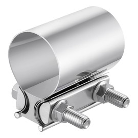 EVIL ENERGY 1.75" Exhaust Clamp, 1 3/4 in Butt Joint Band Clamp Sleeve Coupler Stainless Steel for Pipes, Mufflers, Catalytic Converters (2PCS, 1.75inch)