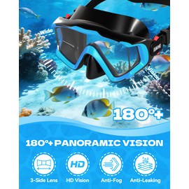 Aegend Snorkeling Gear Set for Kids - Anti-Fog Diving Mask, Adjustable Fins & Dry Snorkel, Full Snorkel Kit for Youth Swimming & Diving (Ages 5-15) (Black, XS)