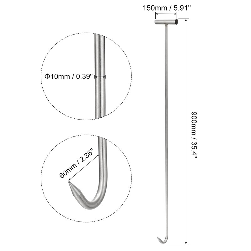uxcell 35.4 Inch T-Handle Meat Boning Hook, Stainless Steel Meat