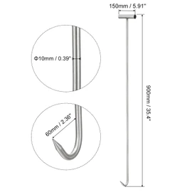 uxcell 35.4 Inch T-Handle Meat Boning Hook, Stainless Steel Meat Hooks for Kitchen Butcher Shop Restaurant Barbecue Shops Tools