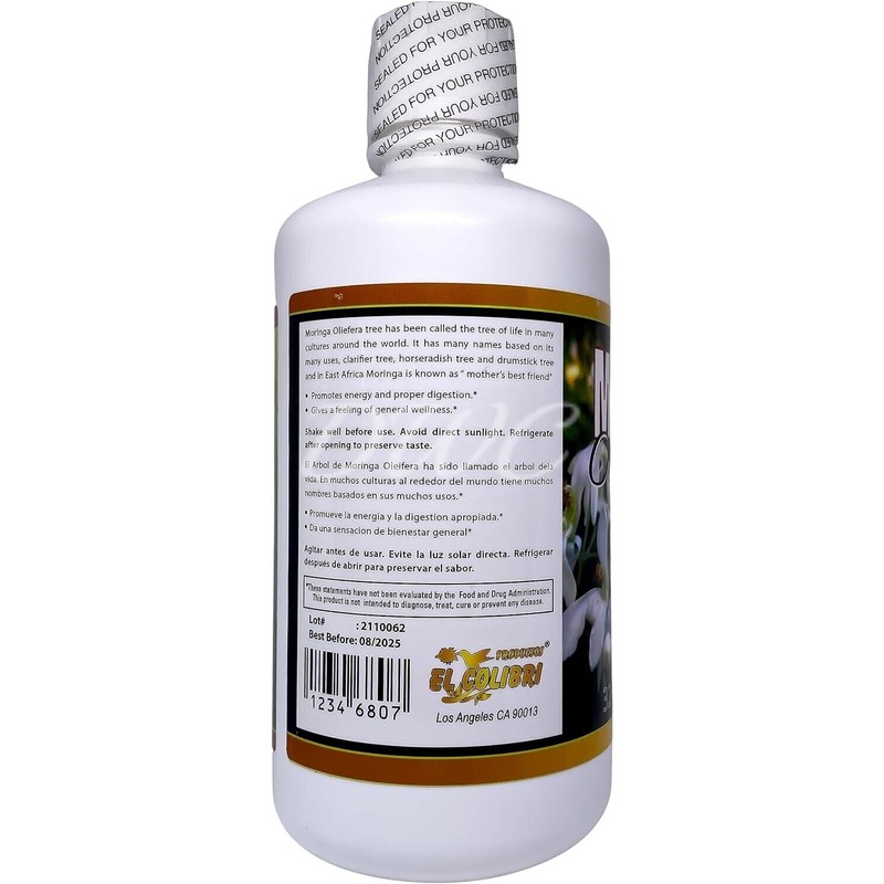 Productos El Colibri Moringa Oleifera Liquid Dietary Supplement 32 floz
