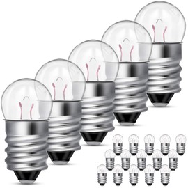 Honoson 20 Pieces E10 Miniature Screw Light Bulbs Replacement E10 Mini Bulb for Physical Electrical Experiment Screw Base Indicator Light Incandescent Bulb (6V, 0.5A)