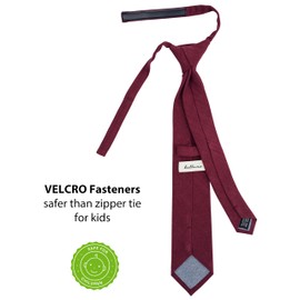 BELLUNO Wine Red Boys' Ties, Hook and Loop, Pre-tied Ties for Toddlers and Schoolchild