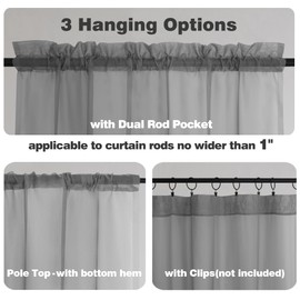 Chyhomenyc - Cortinas transparentes para ventana, 144 pulgadas de largo, 2 unidades, cortinas largas y elegantes de gasa para ventana, telón de fondo para toldo, cama, boda, sala de estar, 42 pulgadas