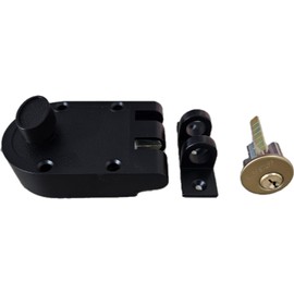 Em-D-Kay Tuff Stuff 167BK Black Finish Jimmy Proof Single Cylinder Deadlock Deadbolt with Flat Strike