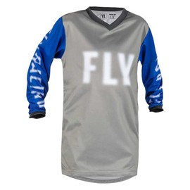 Fly Racing 2023 Youth F-16 Jersey (Grey/Blue, Youth-Large)